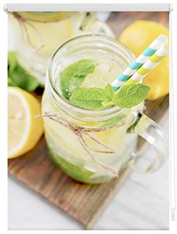 Lichtblick Klemmfix Tageslicht-Rollo mit Motiv, ohne Bohren, Blickdicht, Seitenzugrollo, Made in Germany, Limo - Gelb 90 x 150 cm (B x L)