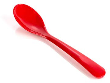 6 Stück Löffel 12cm Eierlöffel Eislöffel Babylöffel Joghurtlöffel Dessertlöffel Mehrweg, Kunststoff, Farbe rot