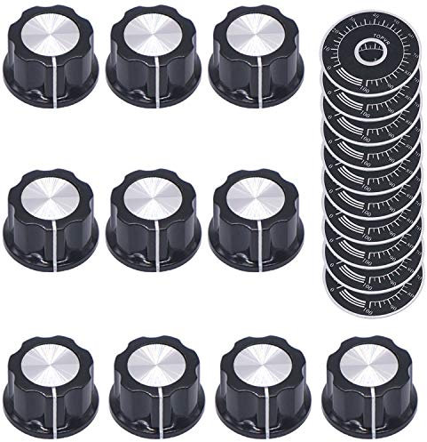 Taiss/10 Stücke Drehknöpfe A03-6mm Einstellbare Bedienknöpfe für 6 mm Durchmesser Welle Potentiometer + 10 Stück 0-100 Scale Sheet