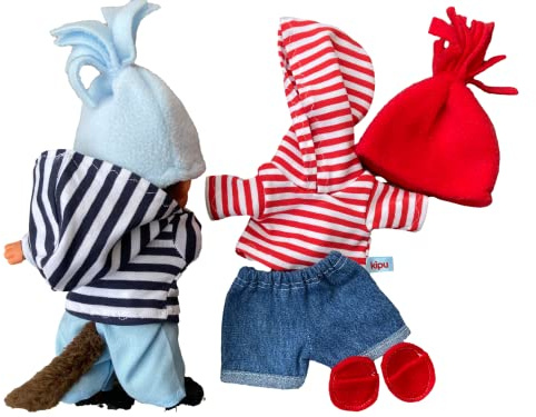 Puppenkleidung handmade passend für Kuscheltier Plüsch Äffchen Teddy Bär Gr. 20 cm Bekleidung Kapuzenshirt Hoodie Winterset Kleidung