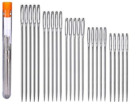 Agujas de Coser Agujas de Mano,25 Piezas Agujas de Costura de Ojo Grande Agujas de Aguja Grande 5 Tamaños Agujas de Coser a Mano para Coser Lana Tela Cuero Pellejo 4.2cm 4.6cm, 5.2cm, 5.6cm, 6cm