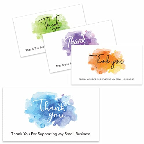 200 Tarjetas de Agradecimiento “Gracias por apoyar mi negocio”, para tiendas minoristas, productos hechos a mano, inserciones de paquetes de tiendas de regalos (9 x 5 cm,Versión En Inglés)