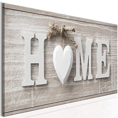 decomonkey Akustikbild Home Haus 120x40 cm 1 Teilig Leinwand Modern Bilder Wandbilder XXL Schallschlucker Schallschutz Akustikdämmung Wandbild Deko Leise Herz Vintage