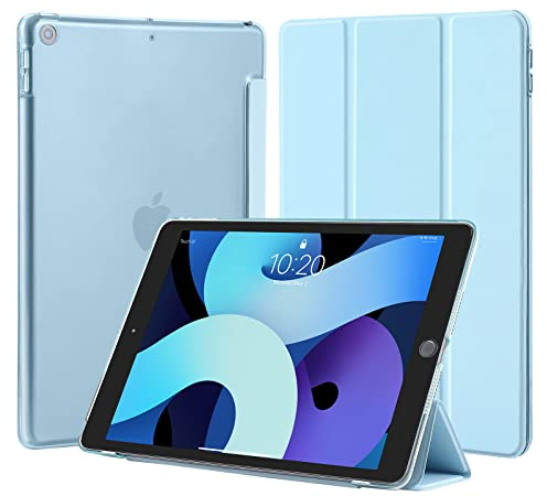 4UBonLife Coque pour iPad 10,2 Pouces 9ème/8ème/7ème Génération 2021/2020/2019, Housse Étui de Protection Léger Coque Arrière en PC Rigide Translucide Givré pour iPad 9/8/7, Bleu Clair