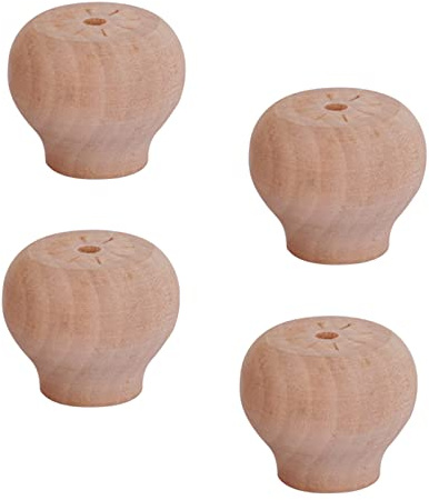 Solid Wood Furniture Replacement Legs,Wooden Bun Feet,Round Cabinets Legs Raised Legs for Kitchen Sofas TV Cabinets Dressers Chairs Stools Bookshelves,Set of 4,with Screws (40mm/1.57in,Unfinished)