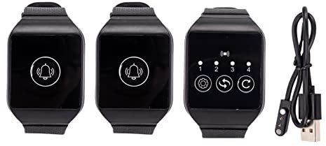 Wireless Wrist Pager, 433.92MHz Watch Caregiver Call Button System, IPX7 Waterproof Restaurant Paging System in Home Nurse Alert Pager Personal Help Alert (2 for 1)