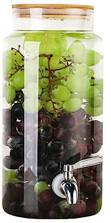 Dispenser Per Bevande in Vetro,Bottiglia Di Vetro Trasparente Con ABS Rubinetto And Copertura in Bambù,Per Bevande Calde E Fredde Per Picnic All'aperto,Barbecue E Altro,Faucet b,4L