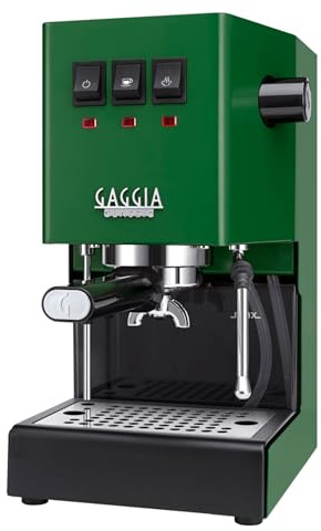 Gaggia Classic E24 Evo Pro Manual Espresso Coffee Machine Maker with Brass Boiler & Solenoid Valve - Jungle Green