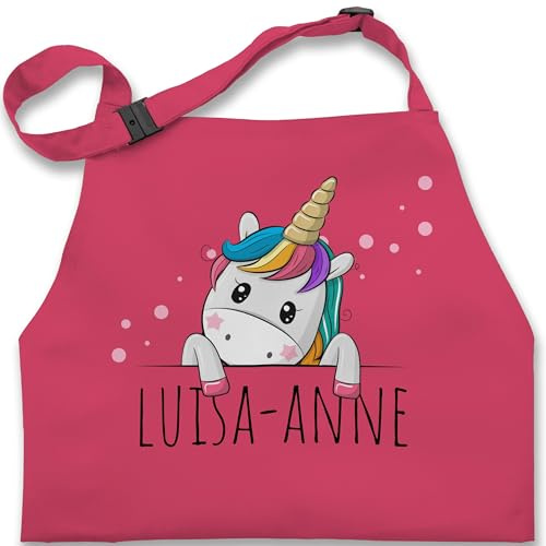 Geschenk mit Namen personalisiert by Shirtracer - Kinderschürze Schürze Kinder Jungen Mädchen - Einhörner - Geschenk Einhorn Süß