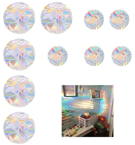 10Pcs Fensterfolie Bunt,Prisma Fensteraufkleber Vogelschutz Fenster,Suncatcher Sticker,Regenbogen Folie Fenster,Sonnenfänger Window Fenstersticker,Rainbow Fensterbilder,Deko für Stoppt Vögel