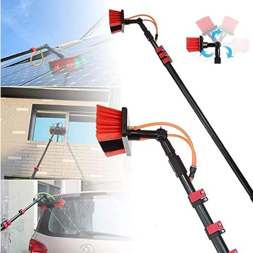 XARONF Window Cleaning Pole,Window Cleaner Kit,Water/Hose Fed Pole,Photovoltaic and Solar Panels Cleaning Equipment (Color : Brushhead55cm, Size : 9m/30FT)