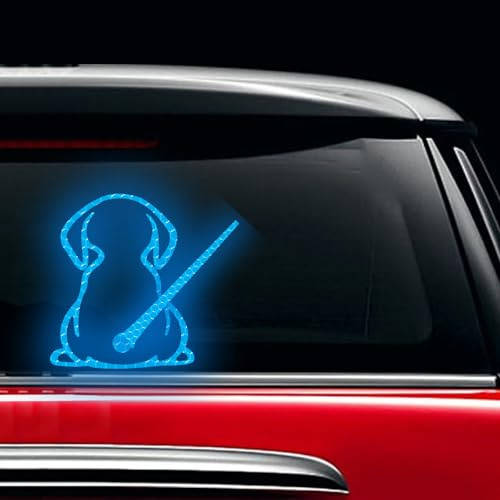 Vesvory Strong Reflective Dog Wiper Sticker Funny Dog Waving Tail Car Rear Window Wiper Car Body Stickers Safe Warning Signs Decor Decals Blue Vinyl