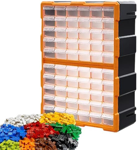Lehrer-Werkzeugkasten-Organizer – Organizer Für Werkzeugkasten, Hardware-Box Mit 60 Schubladen | Leicht Stapelbares Modulares Schubladen-Aufbewahrungssystem Für Muttern Und Bolzen, Schrauben, Schmuck,