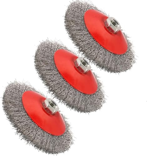 3PCS Round Brushes Wire Brushes Corrugated Angle Grinder Flex,Diameter: 115 mm,Hole diameter:M14*2,Speed: 12,500 (rpm)