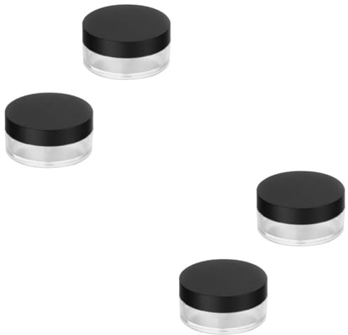 Mikinona 4stücke Anti-leck Loose Powder Behälter Mit Spiegel Und Puff Tragbare Kosmetikdosen Für Lose Puder Elastische Mesh-flasche Für Unterwegs Schwarz