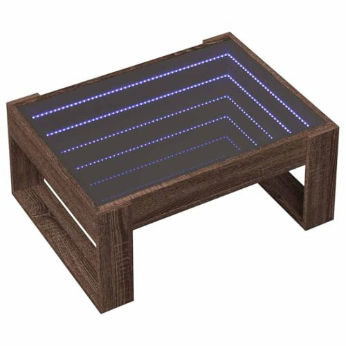 vidaXL Mesa de Centro con Infinity LED marrón Roble 70x53x30 cm