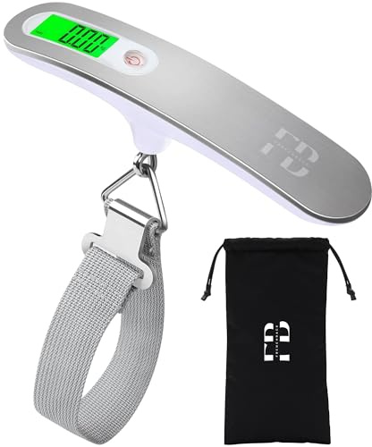 Báscula de Precision Electrónica con Pantalla LCD, Balanza Portatil para Pesar Maletas de hasta 50 kg / 110 lb, Peson Digital Compact con Función Tare - Ideal para Equipaje de Viaje