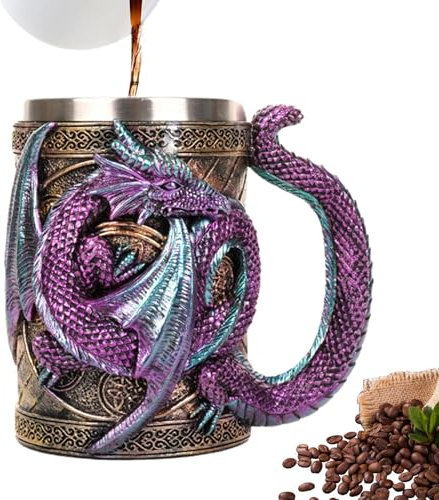 Tasse Dragon – Tasse médiévale | Chope fantaisie | Tasse à bière gothique | Chope gothique pour bière | Tasses à bière gothique médiévale pour thé, café, fête et décoration gothique