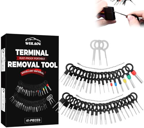 WEILAOK Terminal Removal Tool, Terminal Ejector Kit, Pin Removal Tool, Automotive Tools for Most Automotive Connection Terminals Wiring Crimping Terminal Extraction Pulling, Repair Disassembly, 41 PCS