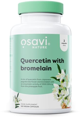 Osavi Quercetin with Bromelain – 120 Vegan Capsules | FlaviPure® Quercetin Extracted from Japanese Pagoda Tree & Bromelain from Pineapple | Supports Antioxidant Defense & Immune Health