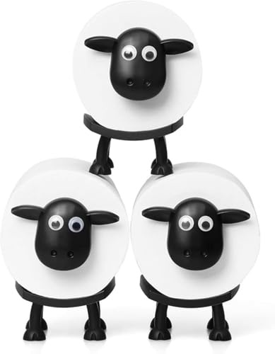 2er-Set Toilettenpapierhalter mit Schaf-Motiv – Lustiges freistehendes Toilettenpapier-Set fürs Badezimmer – 3D-bedruckter Toilettenpapierhalter mit schwarzem Schaf-Motiv – Lustige Aufbewahrung für Se