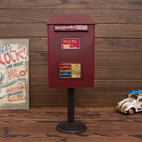 Gardeneea Briefkasten, Standbriefkasten, Vintage-Schmiedeeisen-wasserdichter Briefkasten - Höhe 50 cm, Briefkasten (Rot)