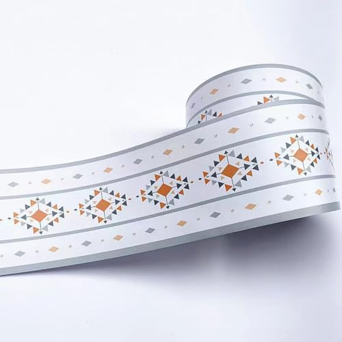 VisitRyl Frise Murale Autocollante Géométrie grise 12cm X 500cm Adhésive Réutilisable pour Décoration Intérieure Facile à Poser