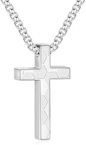 Aretas Football Gifts for Boys Silver Stainless Steel Football Cross Necklace Pendant Chain 16 Inches Football Soccer Stuff Jewellery Birthday Christmas Gifts Idea for Teenage Boys 9-12 Age 7
