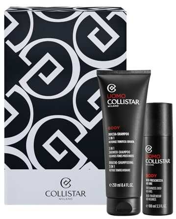 Collistar Herren Geschenkset, Dusch-Shampoo 3in1 250 ml + Deo Frische 48h Spray 100 ml, Feuchtigkeitsspendendes und Belebendes Geschenkset, Duft Italienische Bergamotte