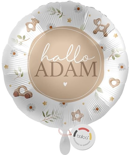 balloa Personalisierter Ballon mit Namen, personalisiertes Geschenk zur Geburt, Helium Ballon Baby, Babygeschenk Geburt neutral, Babydeko für Zuhause oder Babyparty, 33cm