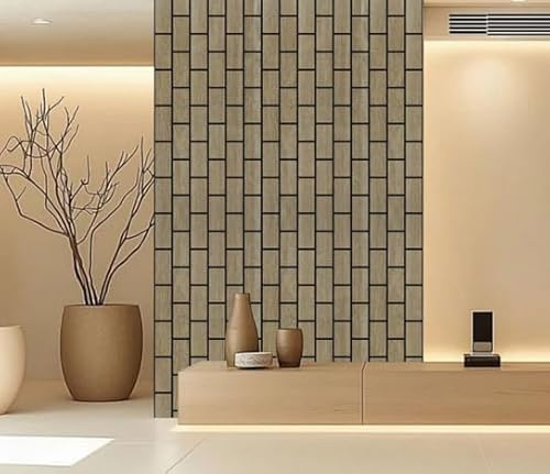 Acoustic Vertical Wall Bricks Design Panels 600MM X 2400MM Pack of 4 Decorative Panels for Noise Reduction in Studio, Home & Office Easy Installation 5.76m² per Pack (Dark Oak 06D)
