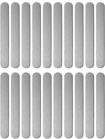 Tiras magnéticas con respaldo adhesivo, 20 tiras adhesivas de metal para luz magnética debajo del gabinete, tira magnética adhesiva de acero para nevera, gabinete, pizarra, garaje, taller, oficina