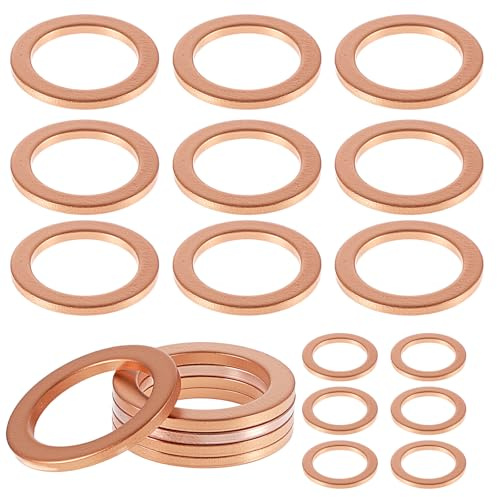 20 Pcs Oil Drain Plug Gasket Copper Crush Washer Oil Sealing Gaskets Drain Plug Washer Replacement Compatible For Engine Oil Drain Plug Replacement With Oem Pn 007603-014106