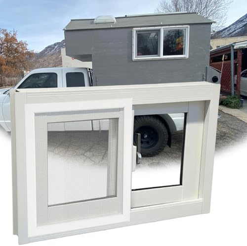 Petite Fenêtre Coulissante Aluminium Avec Moustiquaire, Fenêtre Pour Abri, Remise, Poulailler, Cave, Verre Trempé Résistant, Ventilation Et Isolation(100x30cm)