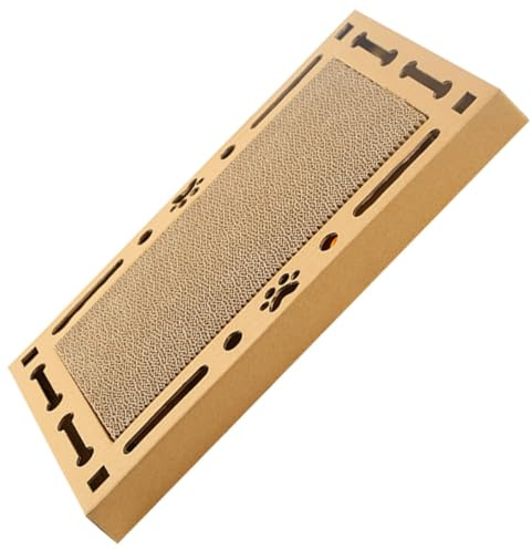 SHINEOFI Juguete para Gatos de Interior Tablero Rascador de Papel Corrugado Color Caqui, Doble Bola Interactiva y Túnel, Suministros para Mascotas Que Protege Muebles y Entretiene Gatitos