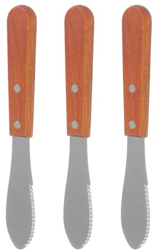 Amosfun Coupe-fromage et Couteaux à Beurre 3 Pièces en Acier Inoxydable Manche en Bois, Étaloir à Confiture Pratique et Spatule à Fromage Portable Cuisine, Ustensiles Multifonctions