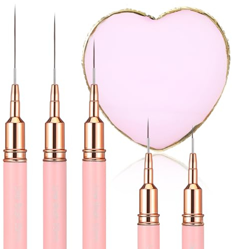 5 stycken nagelkonstpenslar, nagelkonst, fineliner, penslar, målning, konstdesign med blandpalett, penselset, nagelprickar, ritverktyg för långa linjer, tunn detalj, fin ritning i storlekar 4/8/12/20