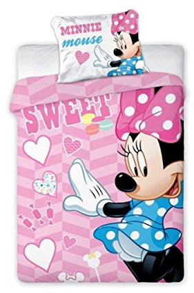 Set di Biancheria da letto per bambini, 2 pezzi, copriletto e federa, 100 x 135 cm, 40 x 60 cm, motivo: Disney 898 Minnie