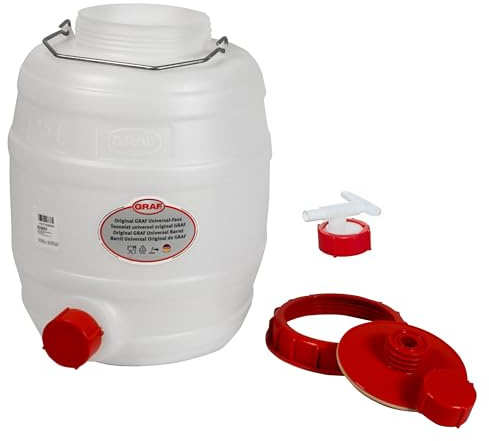Graf Getränkefässer Saftfässer Kunststoffässer 10-500 Liter (Graf Getränkefass Rund 15 Liter mit Auslaufhahn NW 15)