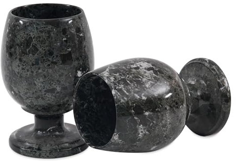 Radicaln Set de 2 minicopas de vino de mármol hechas a mano, ideales como copas de champán o chupitos de tequila, adecuadas para pequeñas reuniones y decoración del hogar