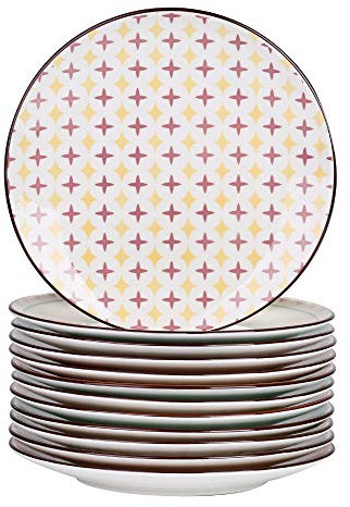 vancasso, série Tulip, Assiette à Dessert, en Porcelaine Colorée, 12 Pièces, Style Marocain - 21 cm