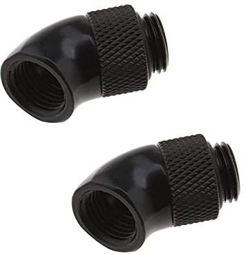 The Lord of the Tools G1/4 Zoll Gewinde Adapter 45 Grad Drehadapter für CPU Wasserkühlung Kühlkörper, Messing, Schwarz