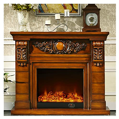 Electric Fireplace Electric Fireplace Insert Firebox Burner Fireplace Set Wooden Mantel Living Room Chimney Artificial Optical Flame (Color : Brown Without Heater)