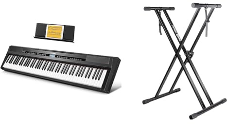 Donner E Piano Digitalpiano 88 Tasten & RockJam Xfinity Doublebraced Pre Assembled Keyboard Stand with Locking Straps