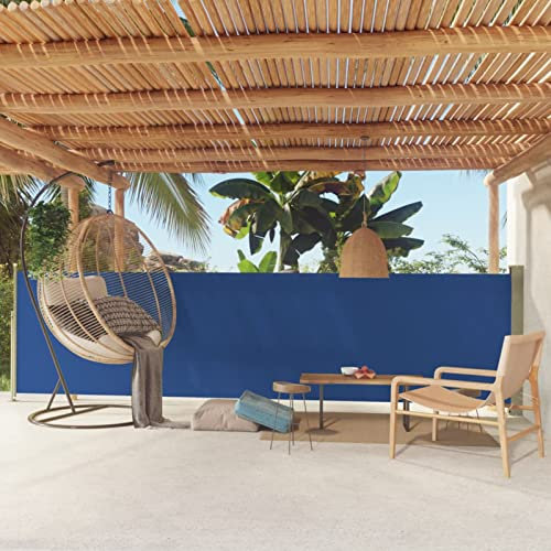 ZEYUAN Seitenmarkise Ausziehbar, Windschutz Terrasse, Balkon Windschutz, Balkon Sichtschutz, Sichtschutz Zaun, Sichtschutzzaun, Markise Balkon, Sichtschutzwand, 140x500 cm Blau