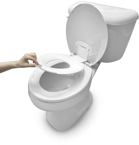 Ingenuity: ity by Ingenuity Siège de toilette Flip & Sit (blanc) – Facile à installer et à enlever – Siège d'apprentissage de la propreté qui se fixe au siège de toilette pour adulte