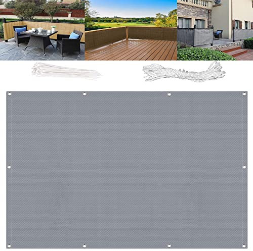 AMZYU Balkon Sichtschutz 60 x 700 cm Balkonabdeckung Balkonverkleidung Windschutz Atmungsaktiv mit Kabelbindern für Balkongeländer, Terrasse, Grau