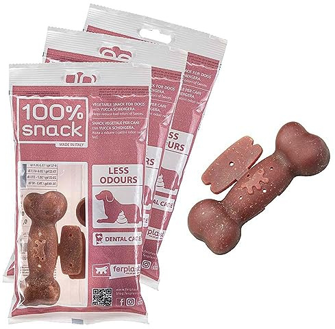 Ferplast Natural Dog Snack Oral Hygiene Snack Medium Size Order Control with Yucca Extract 3 Pack Kit 315g