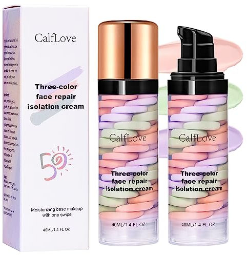 Isolation Cream,Colour Corrector Makeup Primer Base,Base Primer Trucco Viso,Pori Invisibili,Primer per Fondotinta a Lunga Durata per il controllo dell'olio per tutti i tipi di pelle (2pcs)