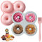 Jogoico Stampi Ciambelle Silicone 2 Pezzi, Stampo per Ciambelle in Silicone di Cottura 4 Cavità, Stampo Donuts Teglia Antiaderente e Pennello da Cucina per Muffin, Cupcake, Biscotti, Bagel, Dolci